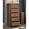 Torino Solid Oak Furniture 5 Drawer Wellington Chest